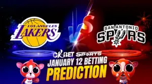 Spurs vs Lakers A image logo of 2 nba teams with overlay text
