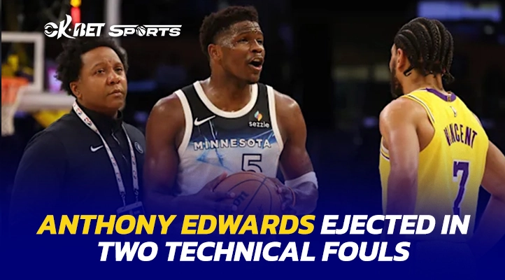 nba player anthony edwards ejected in two technical fouls