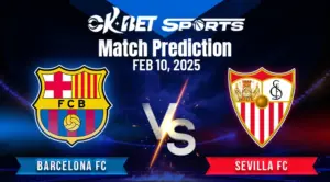 Barcelona vs Sevilla feb 10 a logo of 2 la liga teams