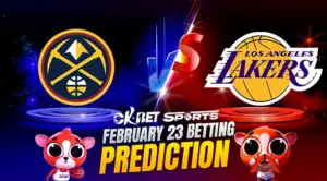 a logo of two nba teams of los angeles lakers vs denver nuggets