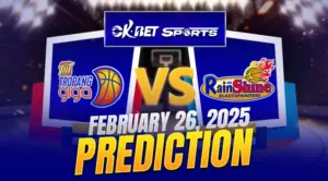 a logo of 2 pba team between tnt vs rain or shine