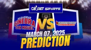 a logo of 2 pba teams matchup between ginebra vs northport game 5