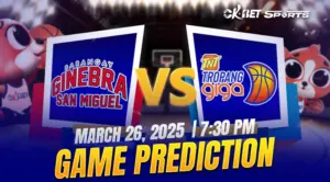 two players playing basketball with each other in matchup of brgy ginebra vs tnt