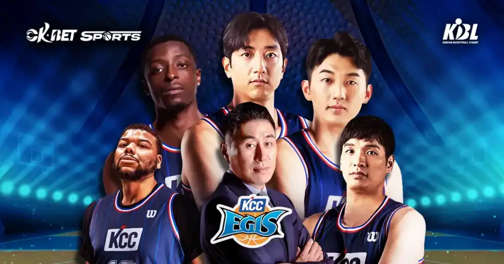 Busan KCC Egis Team Members with Head Coach