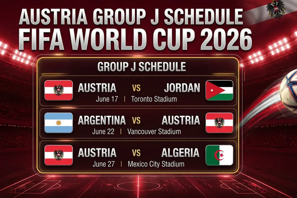 Austria Group J Schedule FIFA World Cup 2026