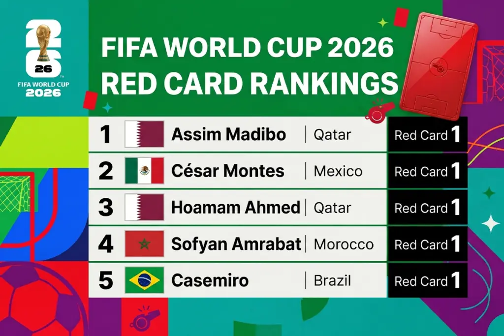 Fifa world cup Red Card Rankings