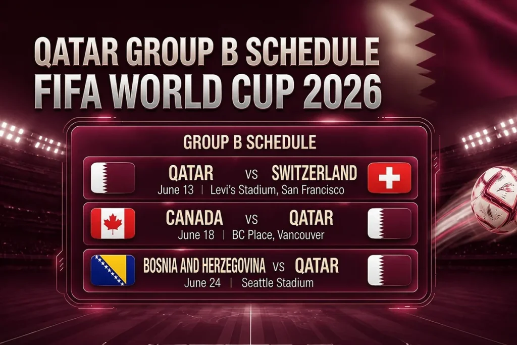 Qatar Group B Schedule FIFA World Cup 2026 